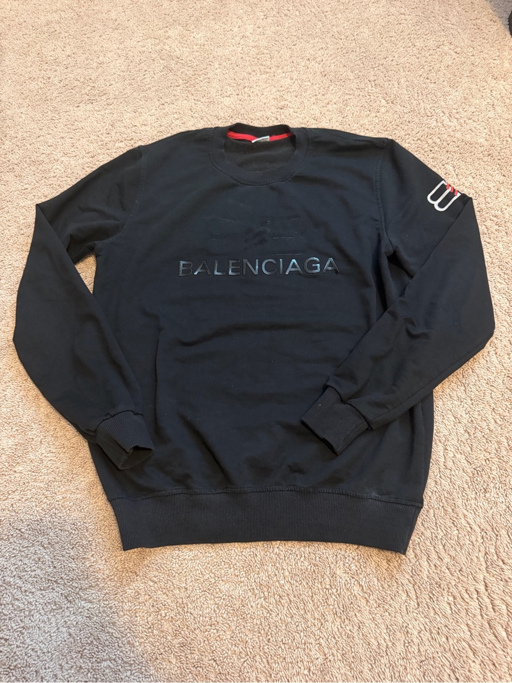 Balenciaga Black Crewneck Sweatshirt with Subtle Logo